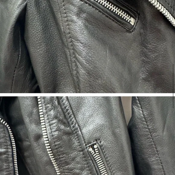 Barney's Originals Black Soft Leather Sheep Nappa Clara Biker Jacket Womens 8 - Picture 4 of 6